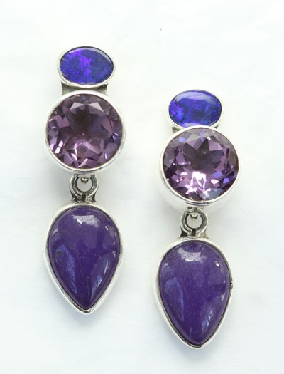Opal & Amethyst Post Earrings