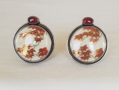 Amy Kahn Russell Antique Japanese Porcelain Clip Earrings Highlighted with Gold