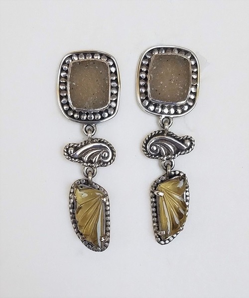 Amy Kahn Russell Lemon Drusy & Lemon Citrine Clip Earrings