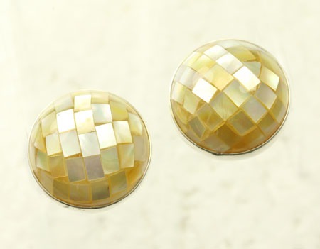 Amy Kahn Russell Mother of Pearl Dome Clip Earrings