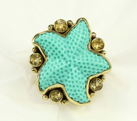 Amy Kahn Russell Aqua Starfish & Pearl Bracelet