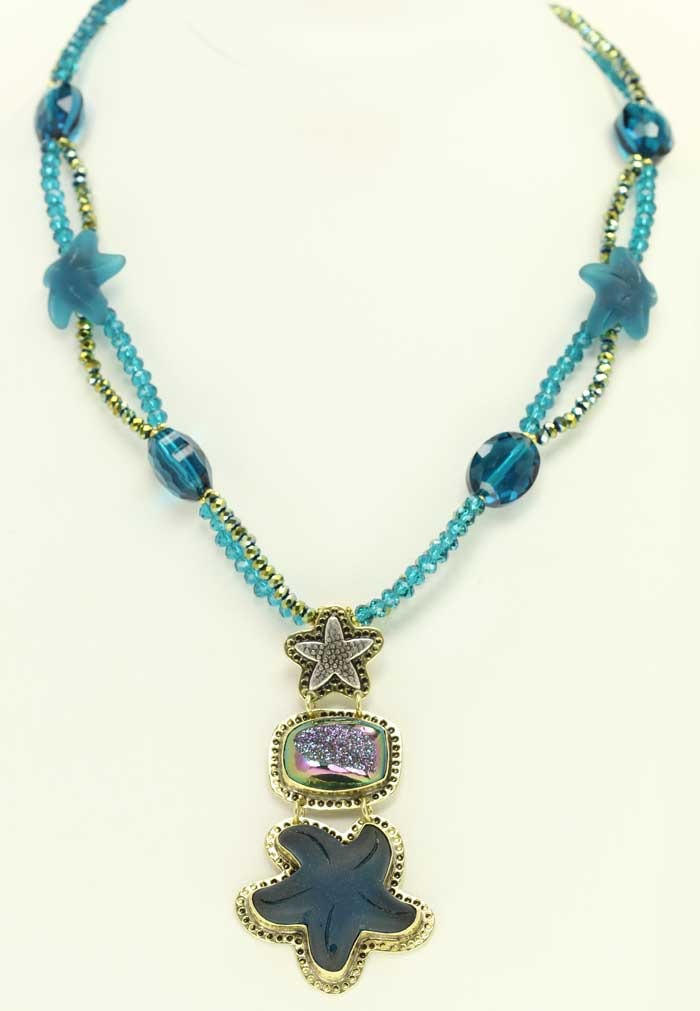 Amy Kahn Russell Dark Blue Sea Glass Pendant Necklace