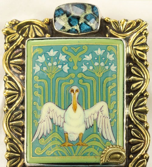 Amy Kahn Russell Hand Painted Pelican Pin-Pendant