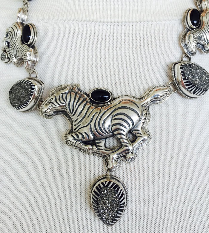 Amy Kahn Russell Black & Silver Safari Necklace