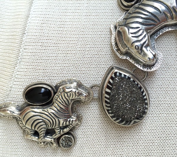Amy Kahn Russell Black & Silver Safari Necklace