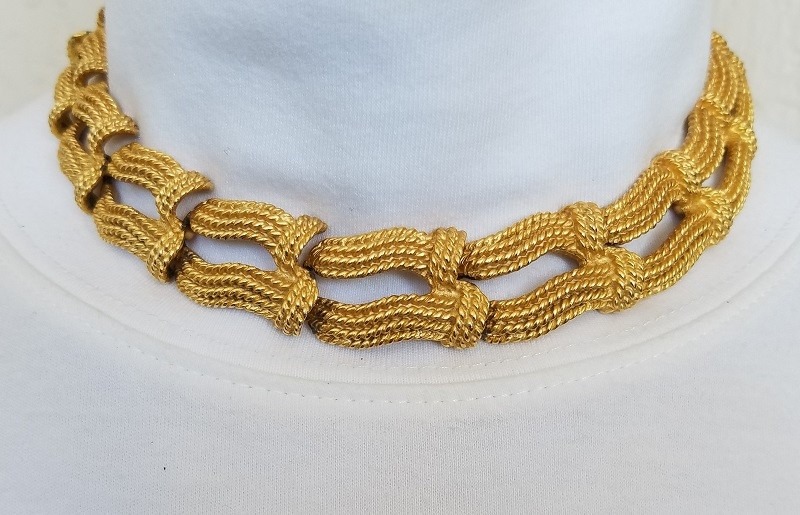 Vintage Gold Plated Choker with Hidden Hook Clasp   
