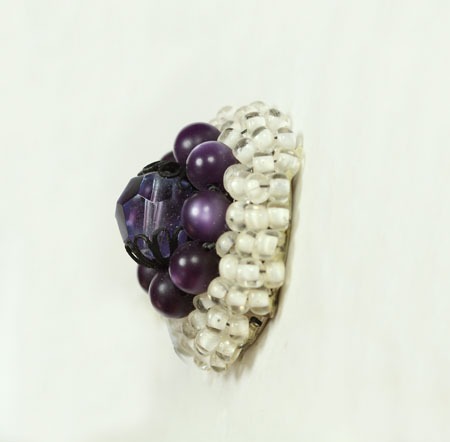 Vintage Purple & White Lucite Clip Earrings From 1940's-1950's