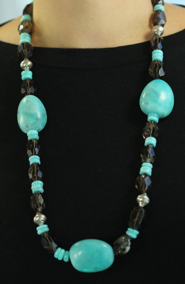 Echo of the Dreamer Amazonite & Smoky Topaz Statement Necklace