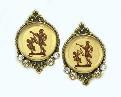 Mars & Valentine Cupid & Venus Gemstone Cluster Clip Earrings