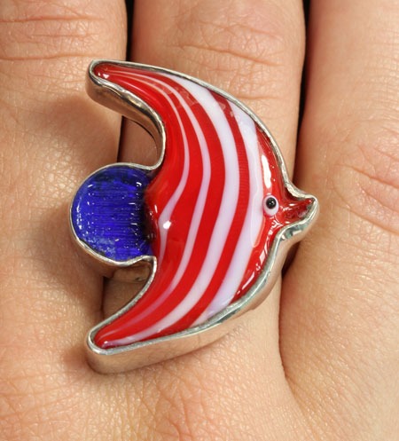 Charles Albert Hand-Made Austrian Glass  Fish Ring
