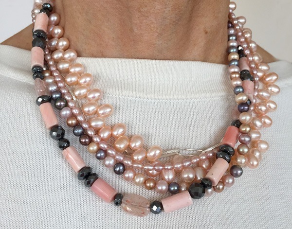 Echo of the Dreamer Hematite, Coral, & Pearl Tourssade
