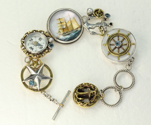 Mars & Valentine Schooner Bracelet with Vintage Compass