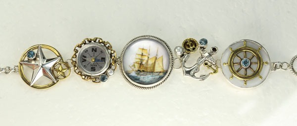 Mars & Valentine Schooner Bracelet with Vintage Compass