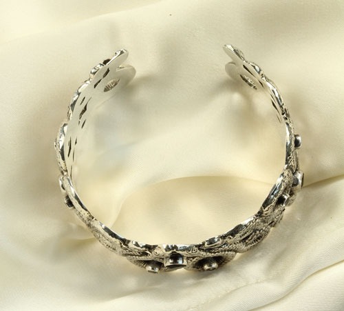 Mars & Valentine Intricate Sterling Silver & Gemstone Cuff