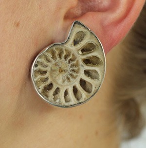 Amy Kahn Russell Very Large Prehistoric Ammonite Clip Earrings