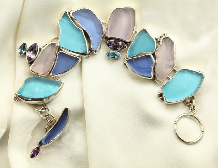 Jeweled Sea Glass Bracelet