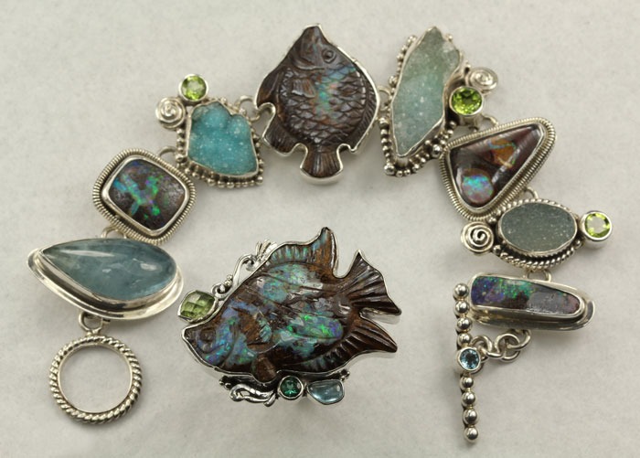 Opal, Aquamarine, & Drusy Bracelet