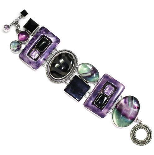 Deep Purple & Black Large Statement Bracelet