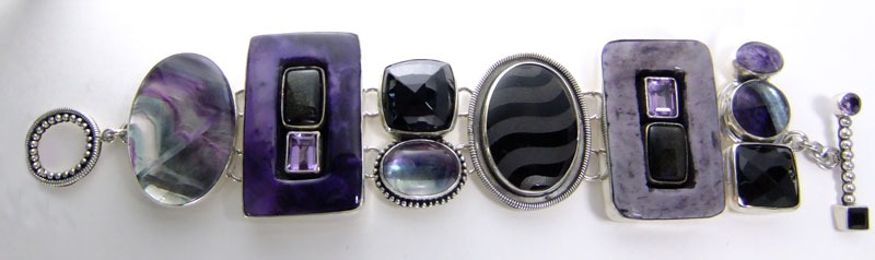 Deep Purple & Black Large Statement Bracelet
