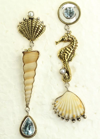 Mars & Valentine Asymmetrical Seashore Post Earrings