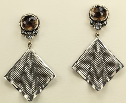 Sterling Silver Post Earrings with Smoky Quartz