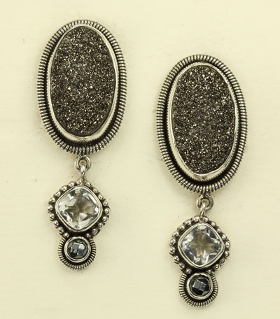 Black Drusy Clip Dangles