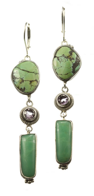 Double Turquoise Lever Back Dangles