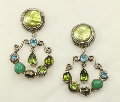 Gemstone Circle Post Earrings