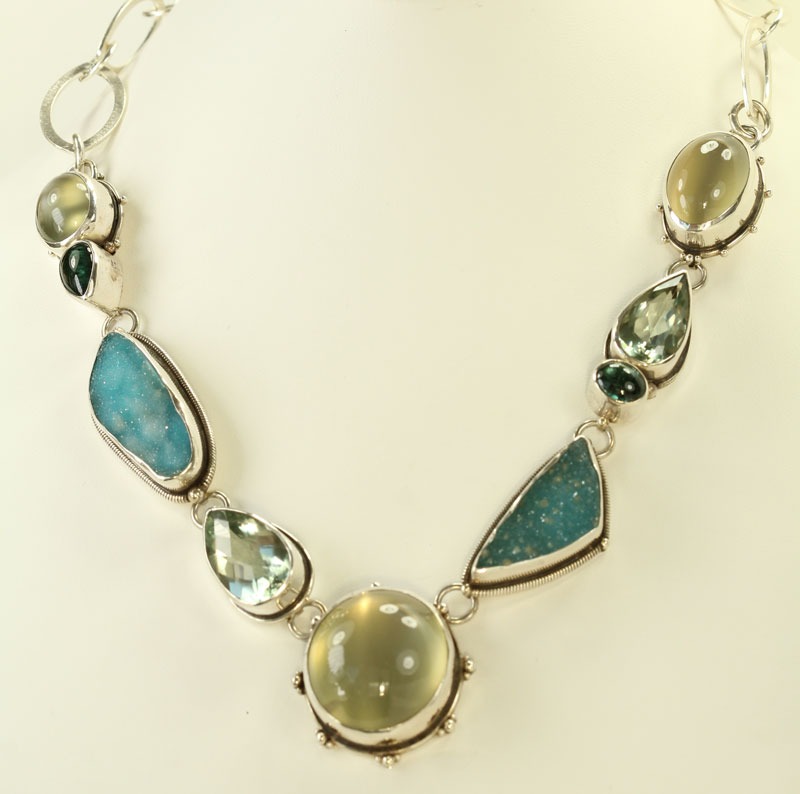 Moonstone & Green Amethyst Collar