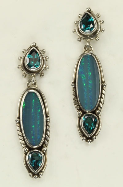 Opal & Blue Topaz Post Earrings