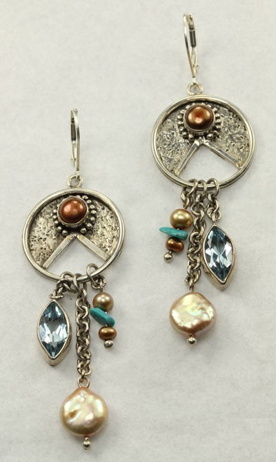 Sterling Silver Disk Lever Back Earrings