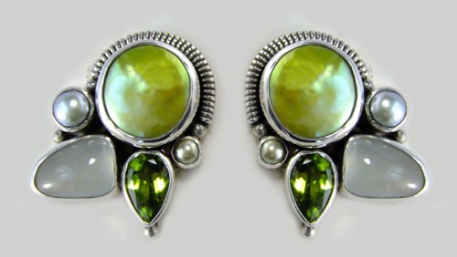 Cascading Green Pearl Gem Cluster Collar