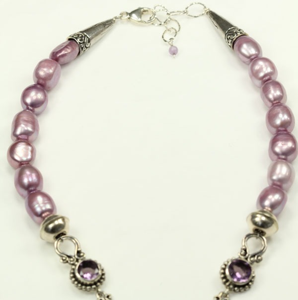 Echo of the Dreamer Amethyst & Fresh Water Pearl Necklace