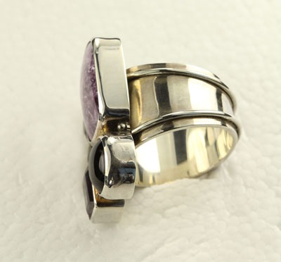 Amethyst and Fluorite Statement Ring--ONE OF A KIND
