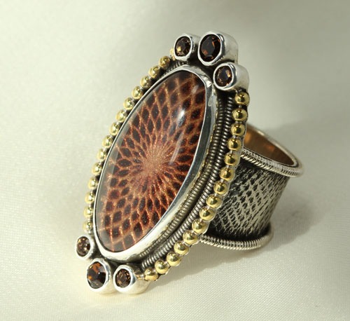 Cocoa Ring with Gemstones
