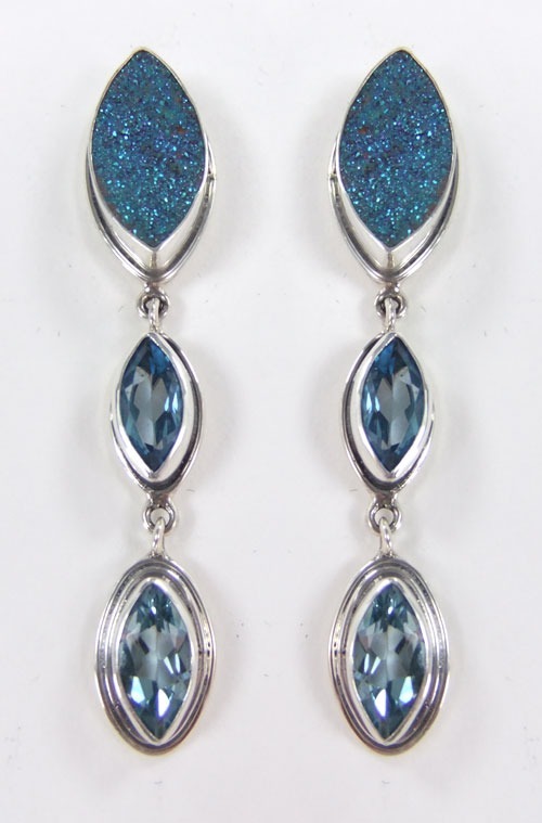 Echo Drusy Shimmer Ring with Blue Topaz--COLOR CHANGES WITH THE LIGHT--ORIGINALLY $230.00
