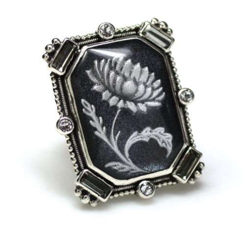 Mars & Valentine Black Dahlia Large Statement Ring--Size 8.75