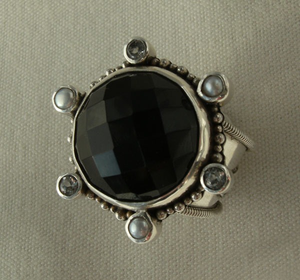 Mars & Valentine Faceted Black Onyx Ring