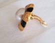 Vintage Large Statement Clip Earrings in Black & Gold Frame