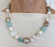 Amazonite, Fresh Water Pearl, & Crystal Necklace