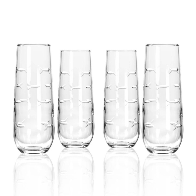 Rolf School of Fish 8.5 oz Stemless Champagne Flute