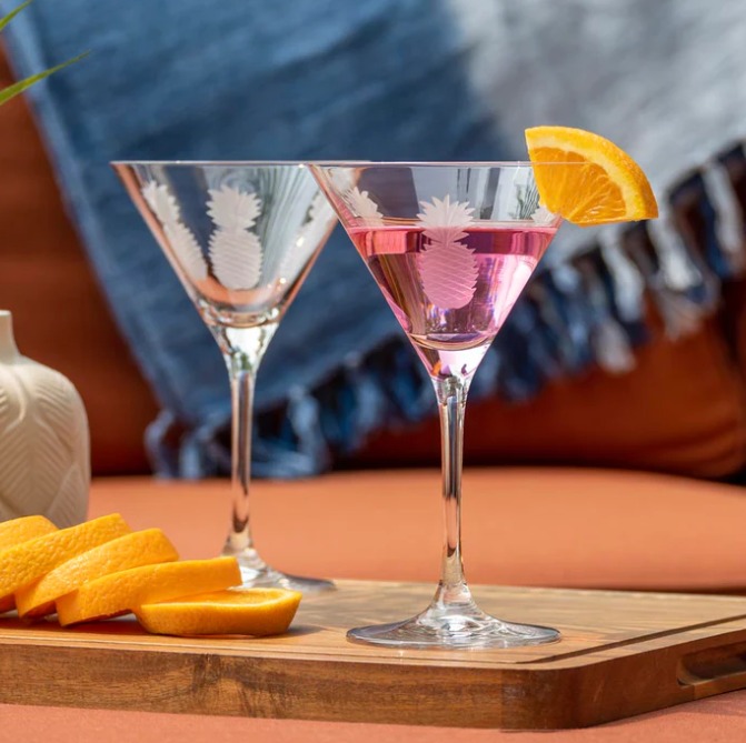 Fresh Pineapple 10 oz. Martini Cocktail Glass