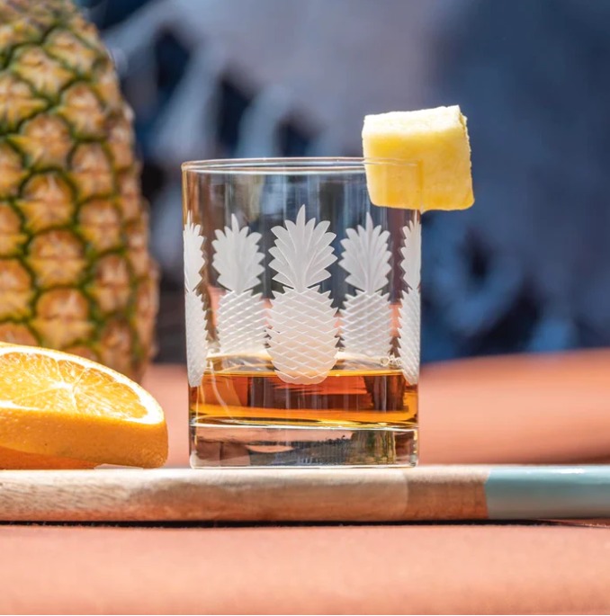 Fresh Pineapple 13 oz Double Old Fashioned Whiskey Glass