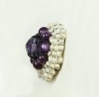 Vintage Purple & White Lucite Clip Earrings 