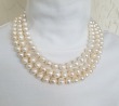 Three Strand Graduated White Fresh Water Pearl Necklace