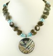 Abalone Pendant Necklace with Dragonflies