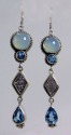 Agate, Black Drusy, & Blue Topaz Dangles