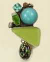 Amazonite & Vintage Glass Pin-Pendant