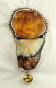 Amber Frog & Boulder Opal Pin-Pendant