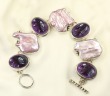 Echo of the Dreamer Large Pearl & Amethyst Clip Earrings